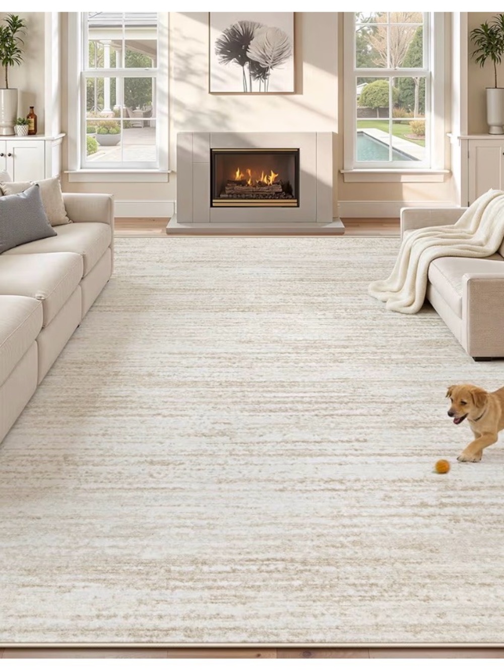 Neutral Cream Beige Area Rug - Soft Modern Texture
